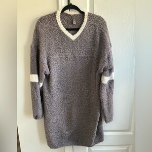 SKIMS Fuzzy Purple Gray V-Neck Sweater Dress